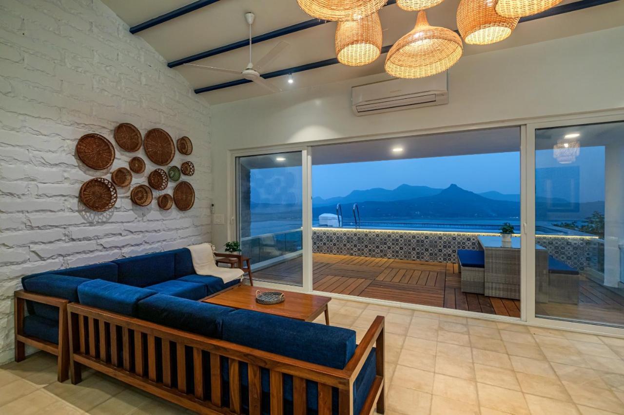 Saffronstays Kaia Waters By Kosha Villas, Pawna - Greek Style Villa With Panoramic View Of Pawna Lake Kolvan Exteriör bild